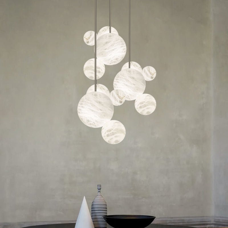 Minimalist Antique Alabaster Cluster Pendant Light Fixtures 6" Wide - 1P-D15CM/D5.91"White + Black RodBlushlighting