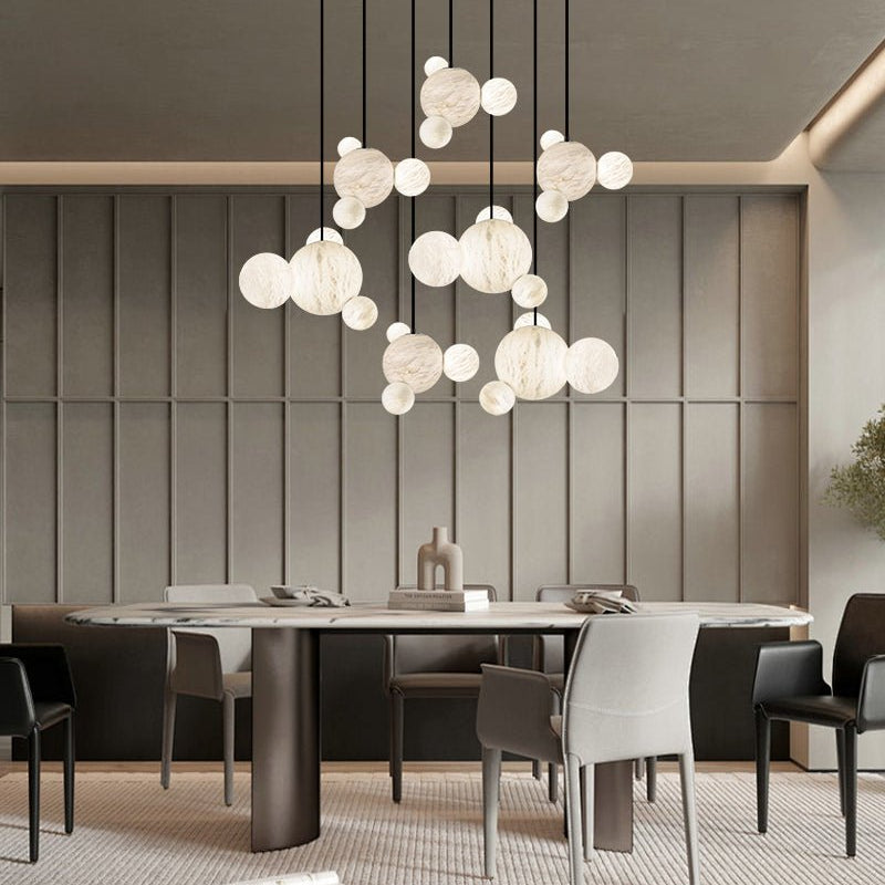 Minimalist Antique Alabaster Cluster Pendant Light Fixtures 6" Wide - 1P-D15CM/D5.91"White + Black RodBlushlighting