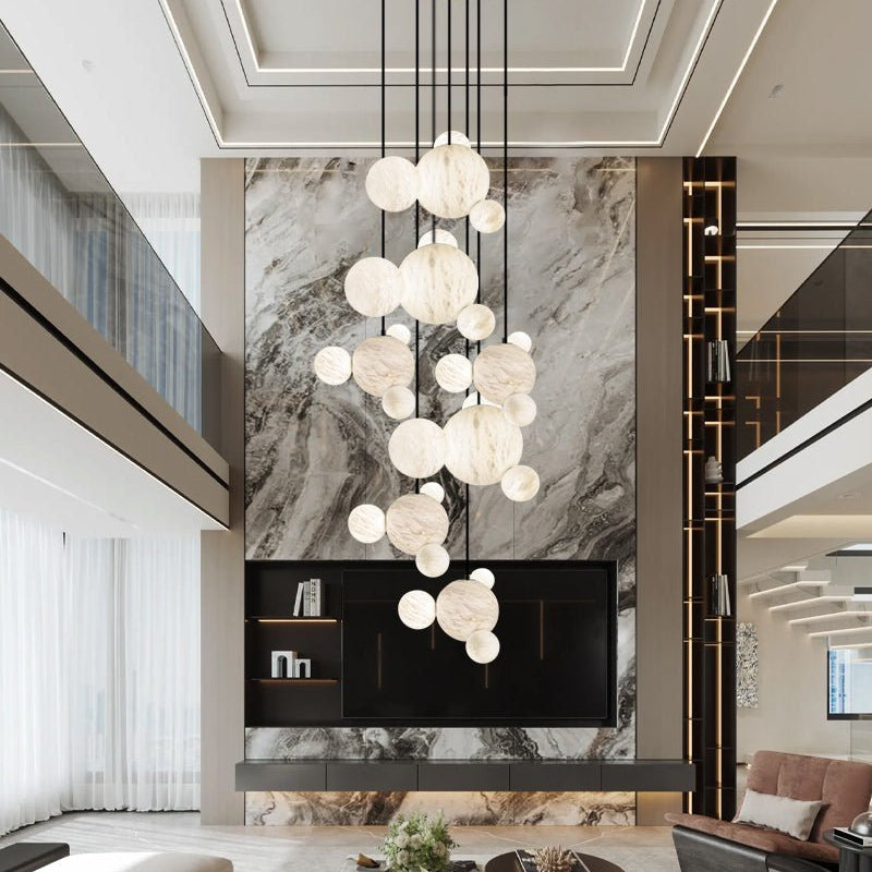Minimalist Antique Alabaster Cluster Pendant Light Fixtures 6" Wide - 1P-D15CM/D5.91"White + Black RodBlushlighting
