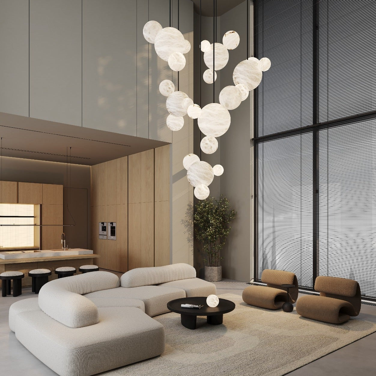 Minimalist Antique Alabaster Cluster Pendant Light Fixtures 6" Wide - 1P-D15CM/D5.91"White + Black RodBlushlighting