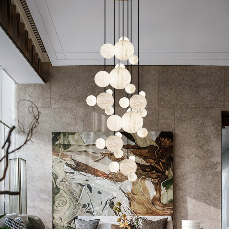 Minimalist Antique Alabaster Cluster Pendant Light Fixtures 6" Wide - 1P-D15CM/D5.91"White + Black RodBlushlighting