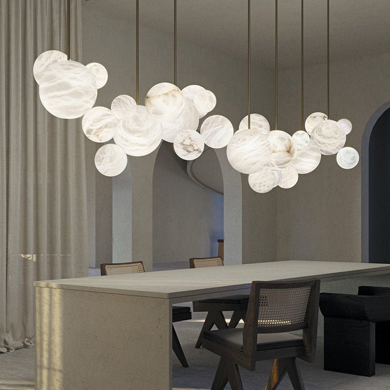 Minimalist Antique Alabaster Cluster Pendant Light Fixtures 6" Wide - 1P-D15CM/D5.91"White + Black RodBlushlighting