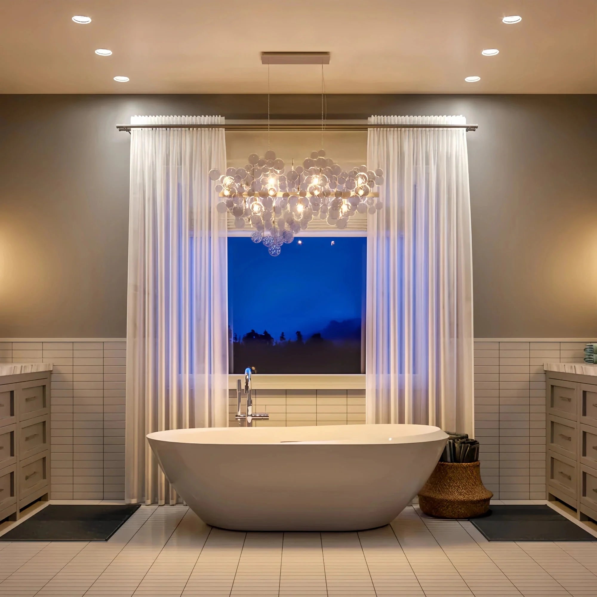 Mirella Trento Clustered Glass Linear Chandelier - Blushlighting