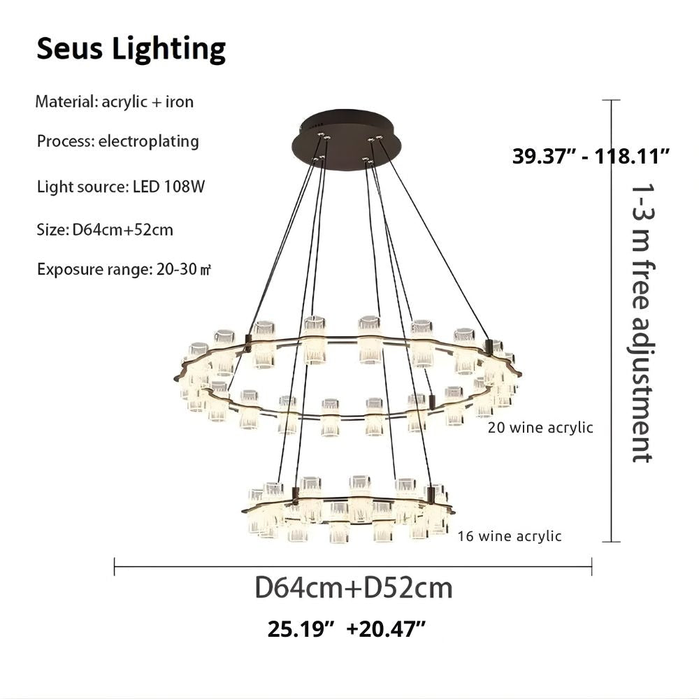 Misty 2 - Layer Ring Modern Retro Chandelier - 32 LightsBlushlighting