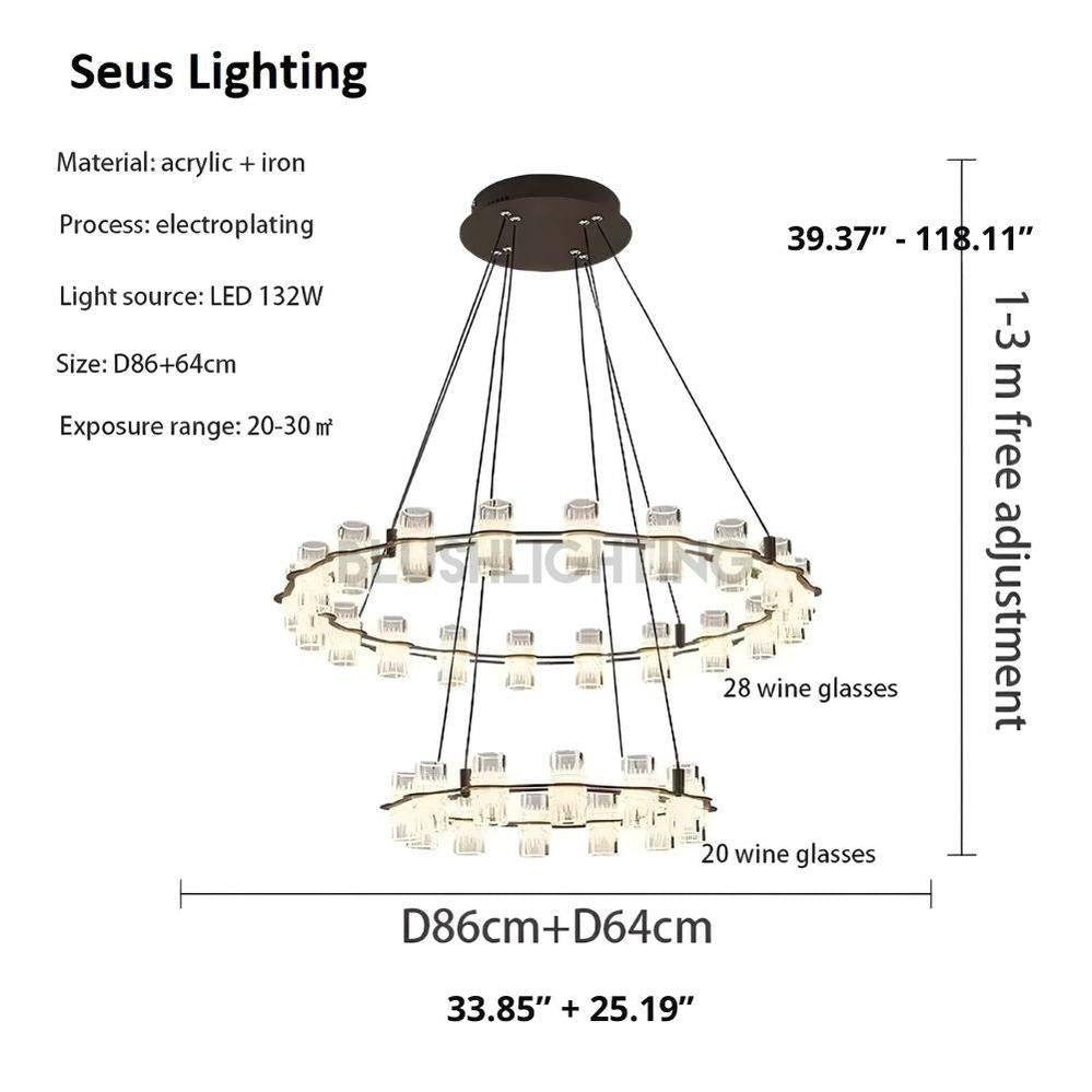 Misty 2 - Layer Ring Modern Retro Chandelier - 32 LightsBlushlighting
