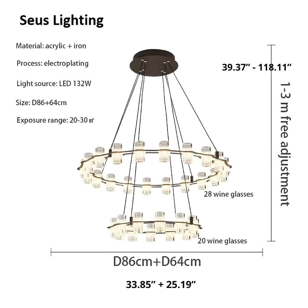 Misty 2 - Layer Ring Modern Retro Chandelier - 32 LightsBlushlighting