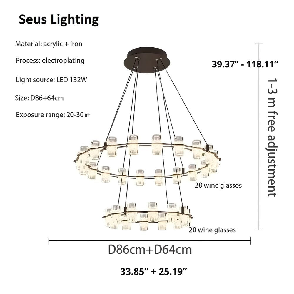 Misty 2 - Layer Ring Modern Retro Chandelier - 32 LightsBlushlighting