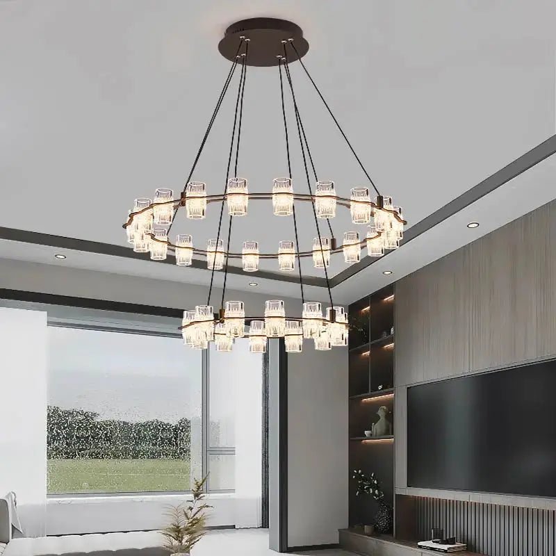 Misty 2 - Layer Ring Modern Retro Chandelier - 32 LightsBlushlighting