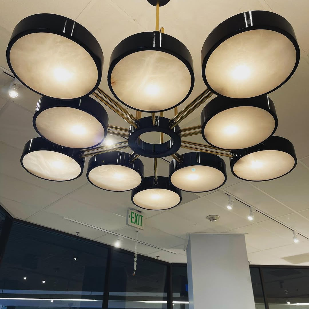 Modern 10-Light Round Alabaster Cluster Chandelier for Low-ceiling - D44"*H42"(D111.76cm*H106.68cm)Warm LightBlushlighting