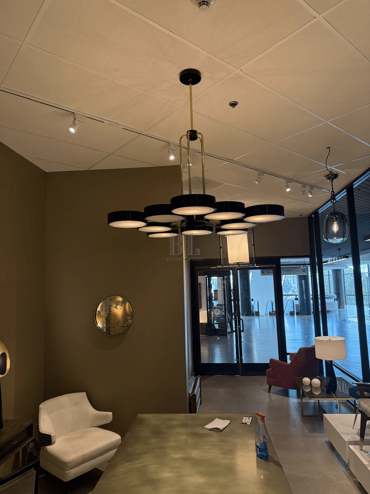 Modern 10-Light Round Alabaster Cluster Chandelier for Low-ceiling - D44"*H42"(D111.76cm*H106.68cm)Warm LightBlushlighting