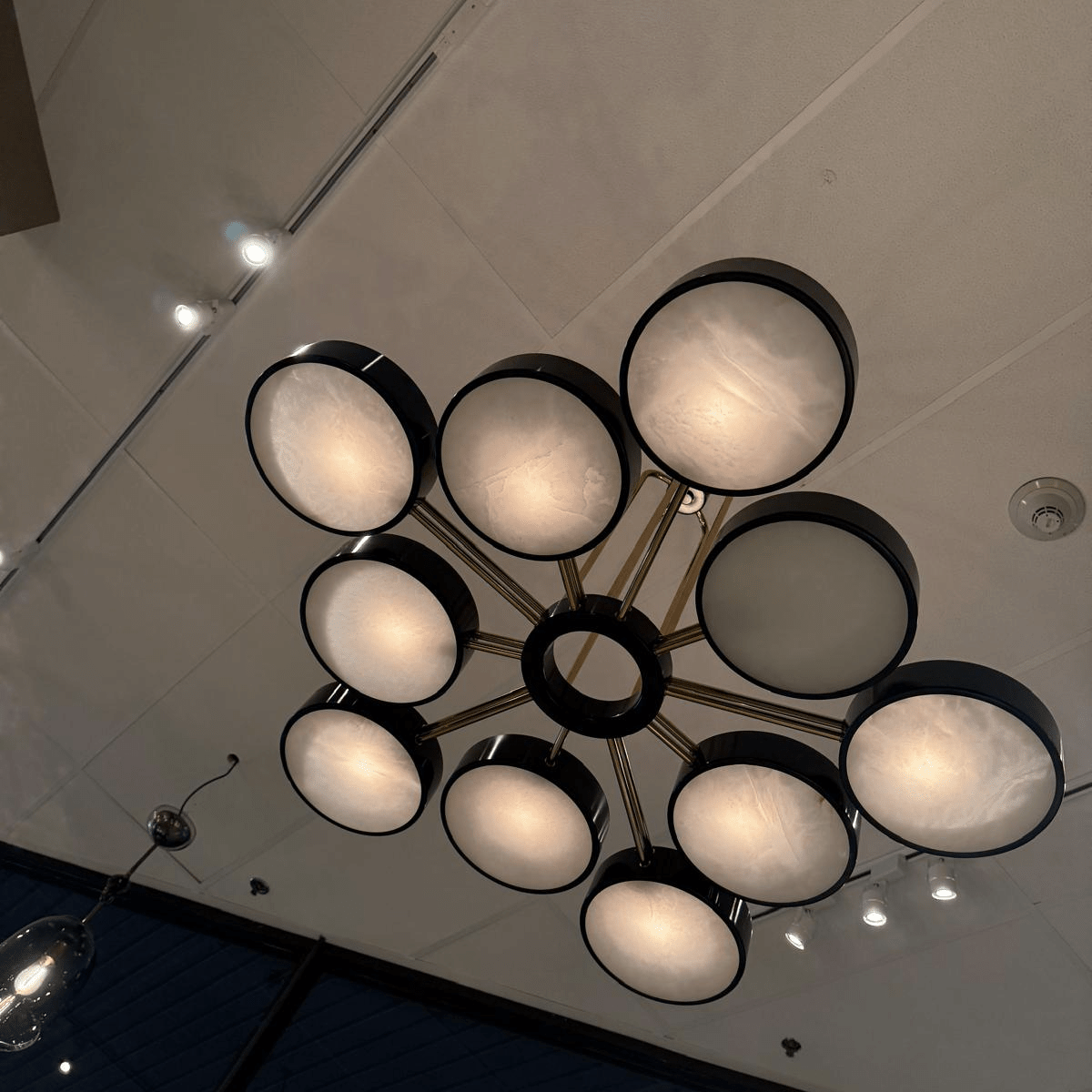 Modern 10-Light Round Alabaster Cluster Chandelier for Low-ceiling - D44"*H42"(D111.76cm*H106.68cm)Warm LightBlushlighting