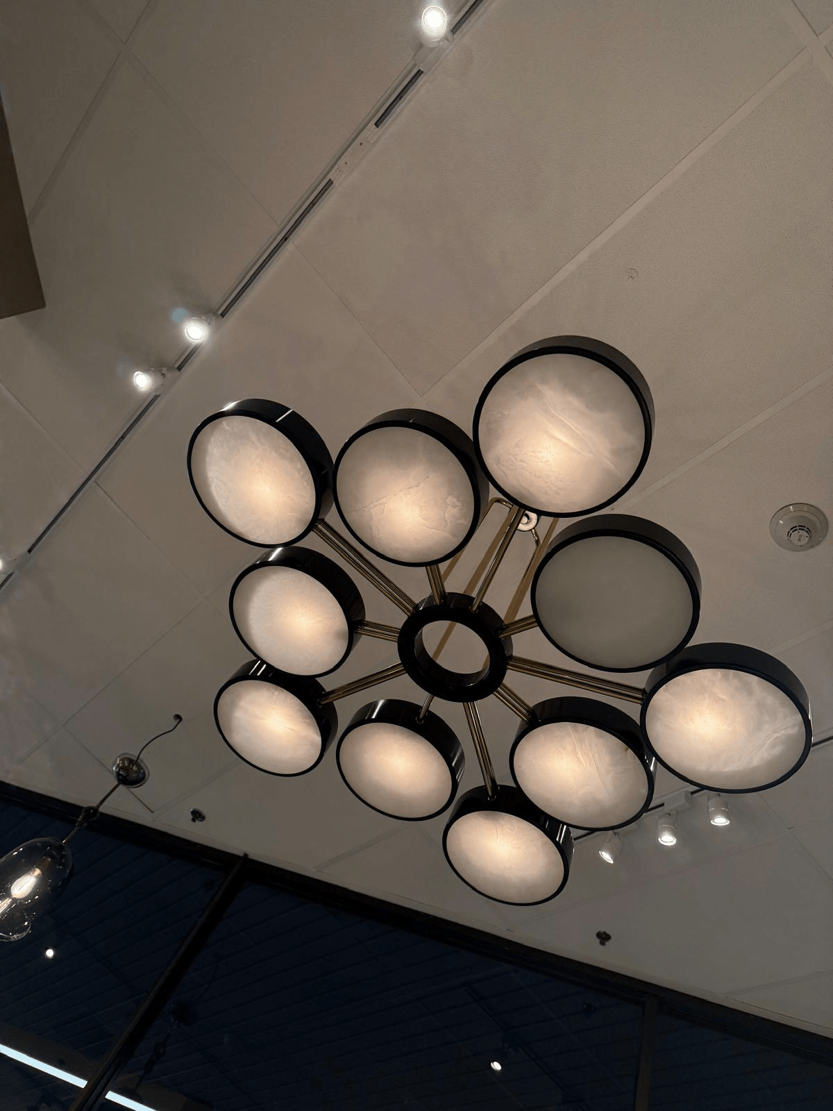 Modern 10-Light Round Alabaster Cluster Chandelier for Low-ceiling - D44"*H42"(D111.76cm*H106.68cm)Warm LightBlushlighting