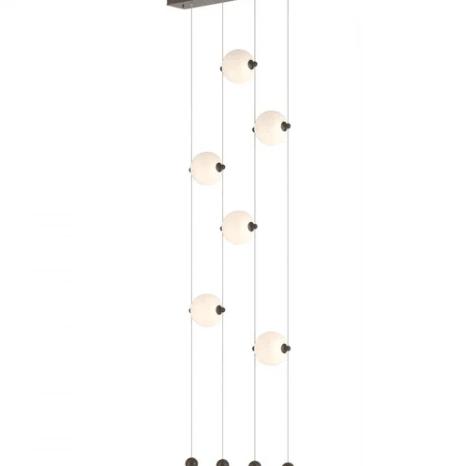 Modern 6 - Light Vertical Glass Globe Ceiling Chandelier - L27.5"*W4.5"*H220"(69.85cm*W11.43cm*H558.8cm)Warm LightBlushlighting