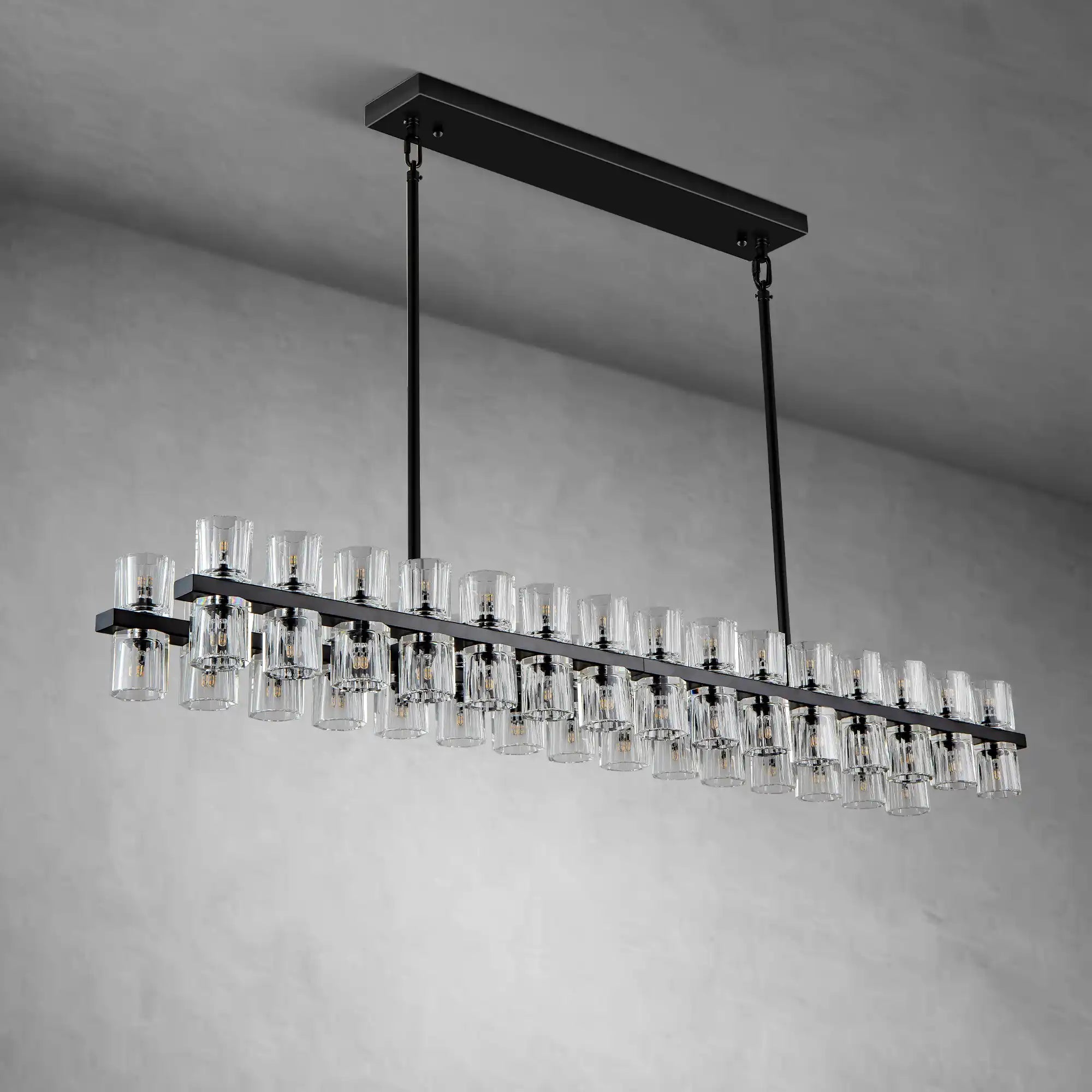 Modern 72" Rectangle K9 Crystal Chandelier for Dining Room - 72inGoldBlushlighting