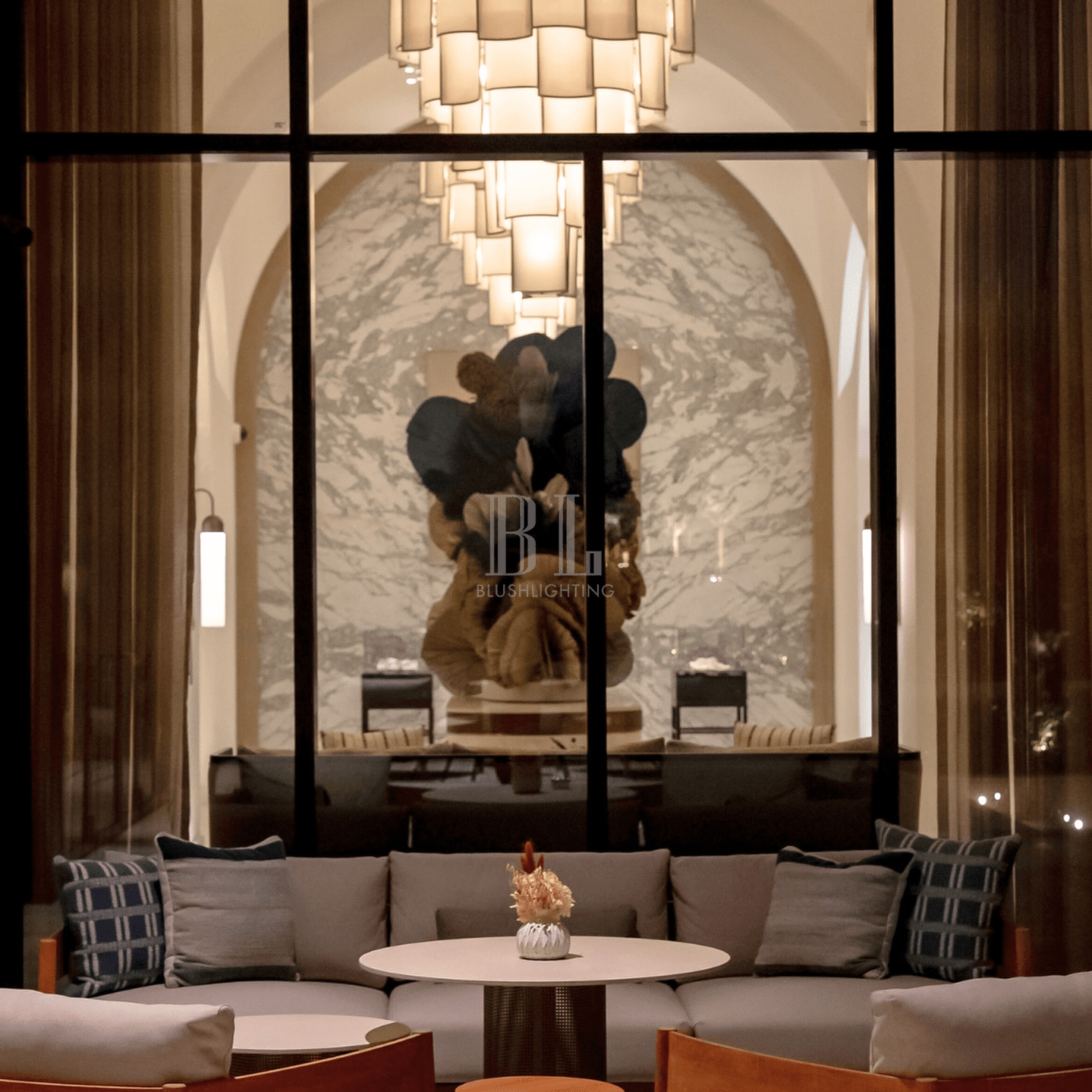 Modern Acrylic Tile Chandelier for High-ceiling - 6 Tier/D47.2"*H37.4"Blushlighting