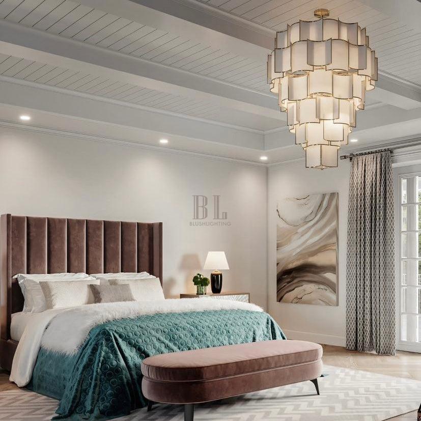 Modern Acrylic Tile Chandelier for High-ceiling - 6 Tier/D47.2"*H37.4"Blushlighting