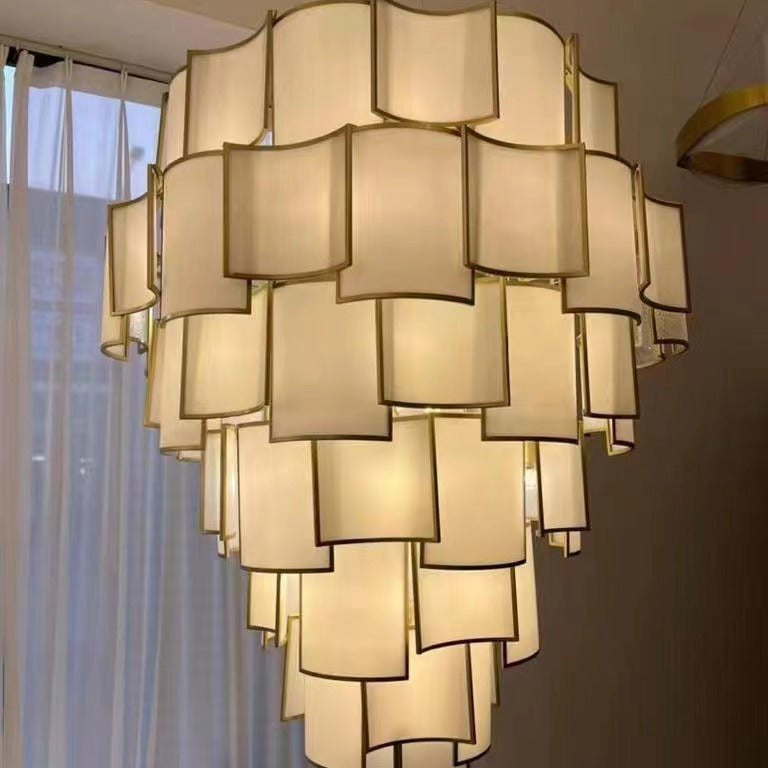 Modern Acrylic Tile Chandelier for High-ceiling - 6 Tier/D47.2"*H37.4"Blushlighting