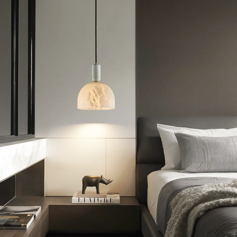 Aubry Modern Alabaster Bedside Pendant Light, Bedroom Pendant Lamp Chandelier Kevin Studio Inc