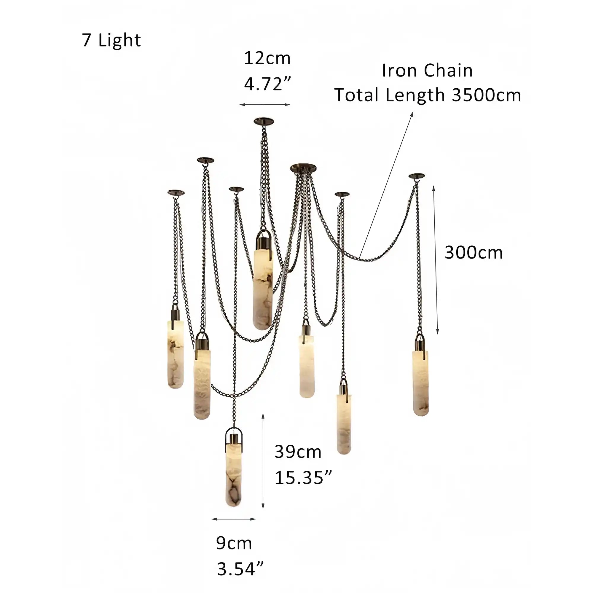 Alabaster Flint 1/2/3/5/7/9/12/15-Light LED Multi-Drop Pendant-Blushlighting