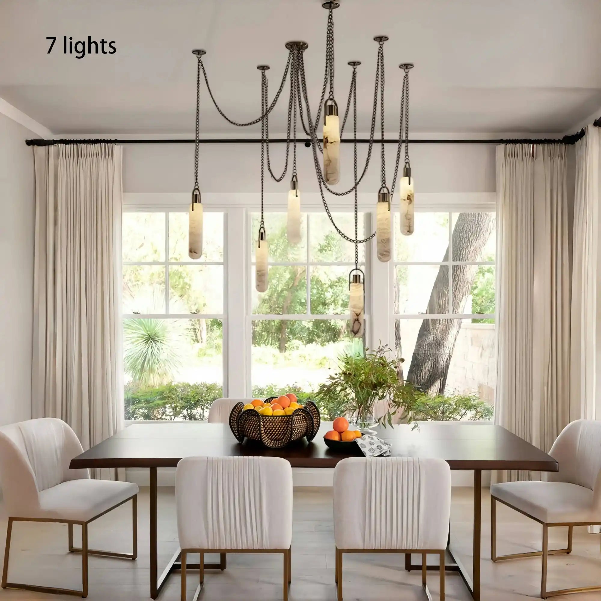 Alabaster Flint 1/2/3/5/7/9/12/15-Light LED Multi-Drop Pendant-Blushlighting