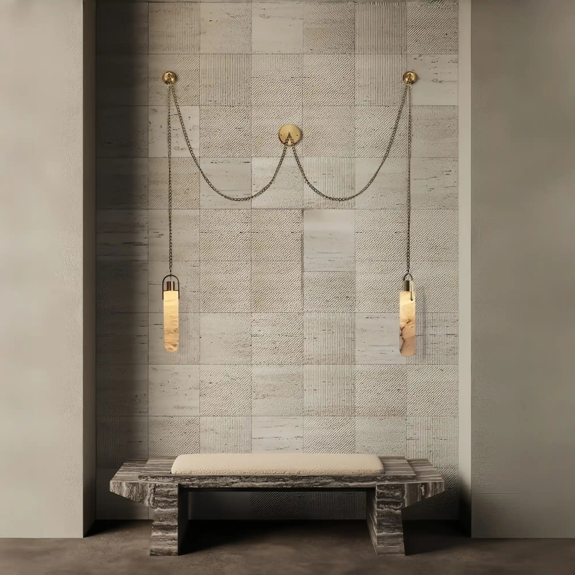 Alabaster Flint 1/2/3/5/7/9/12/15-Light LED Multi-Drop Pendant-2 light-D9*H39CM/D3.54*H15.36"-Blushlighting