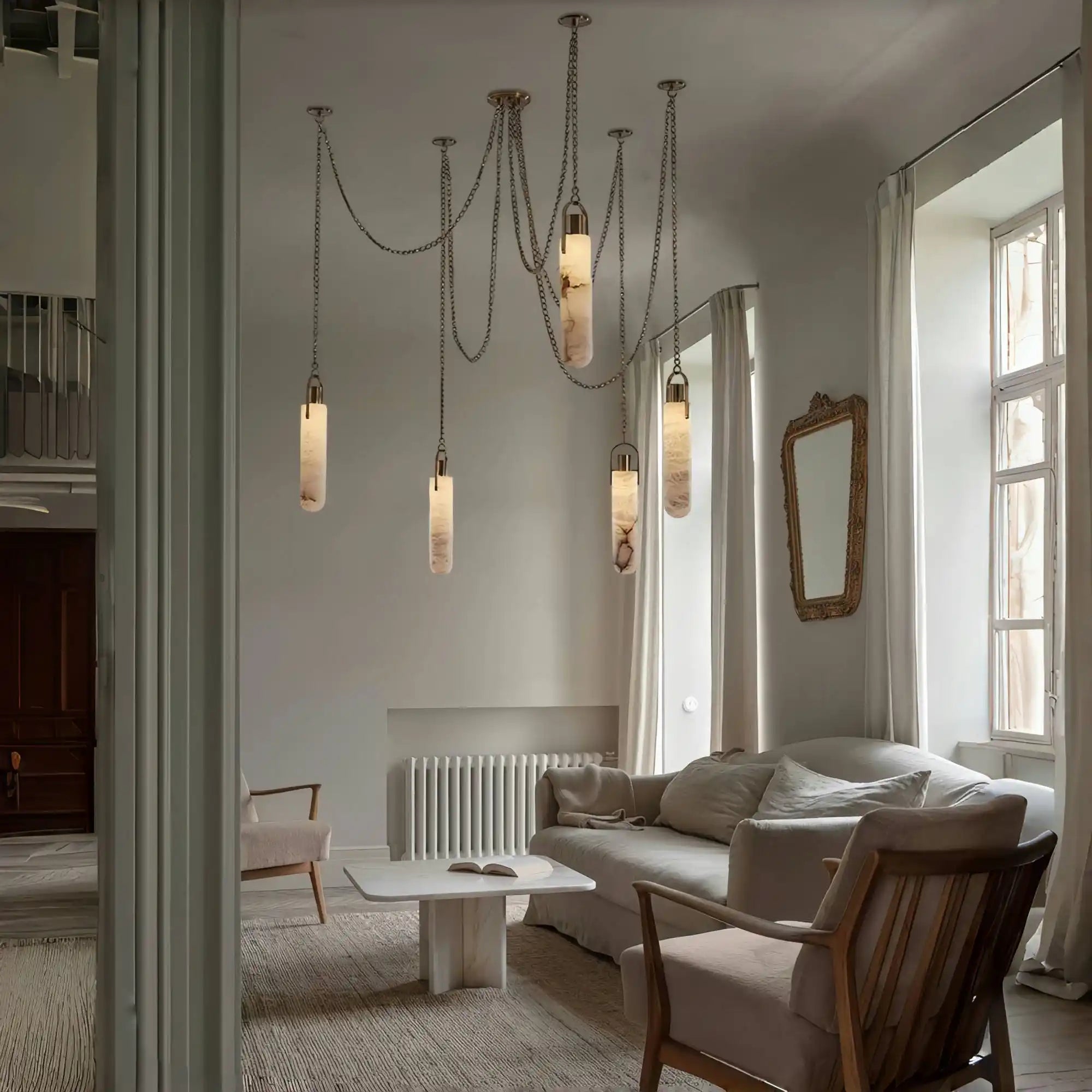 Alabaster Flint 1/2/3/5/7/9/12/15-Light LED Multi-Drop Pendant-Blushlighting