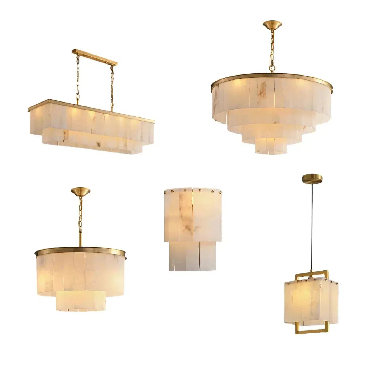 Modern Alabaster Tiered Chandelier-Blushlighting