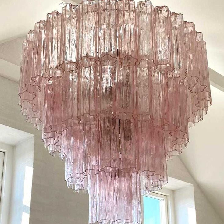 Modern Art Design 3/4/5/7 - Tier Hand - blown Glass Tiered Chandelier - 4 - Tier/D33.5"*H35"PinkWarm LightBlushlighting
