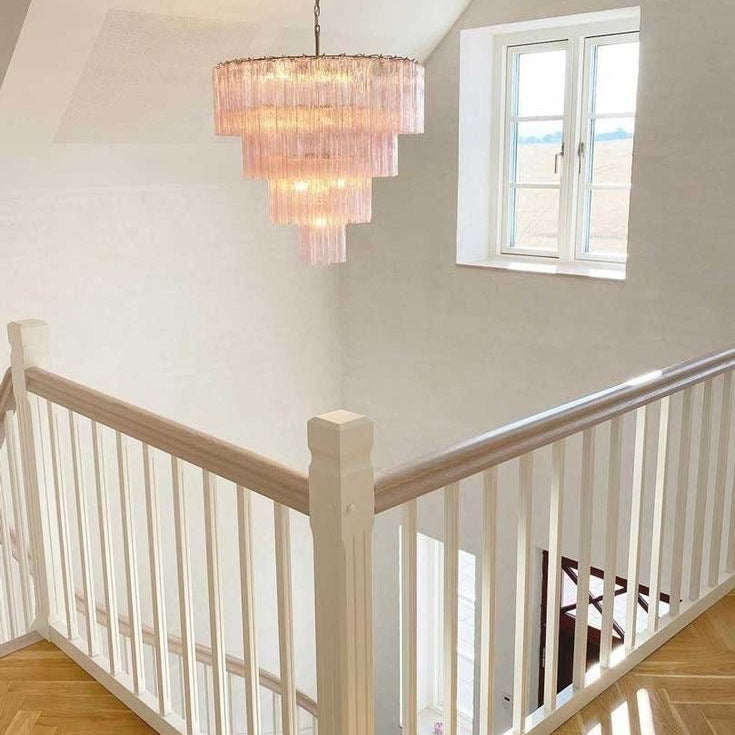 Modern Art Design 3/4/5/7 - Tier Hand - blown Glass Tiered Chandelier - 4 - Tier/D33.5"*H35"PinkWarm LightBlushlighting