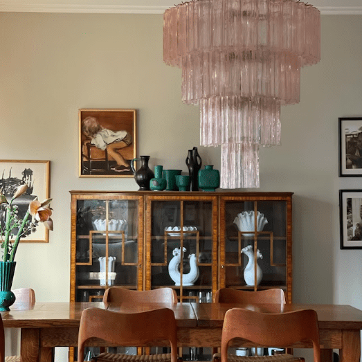 Modern Art Design 3/4/5/7 - Tier Hand - blown Glass Tiered Chandelier - 4 - Tier/D33.5"*H35"PinkWarm LightBlushlighting