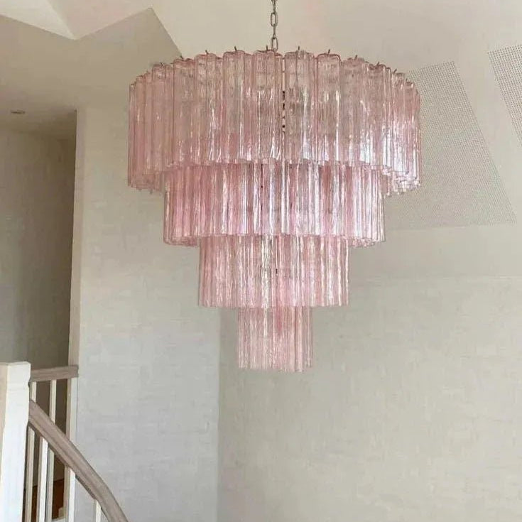 Modern Art Design 3/4/5/7-Tier Hand-blown Glass Tiered Chandelier - 3-Tier/D26.5"*H22"ClearWarm LightBlushlighting
