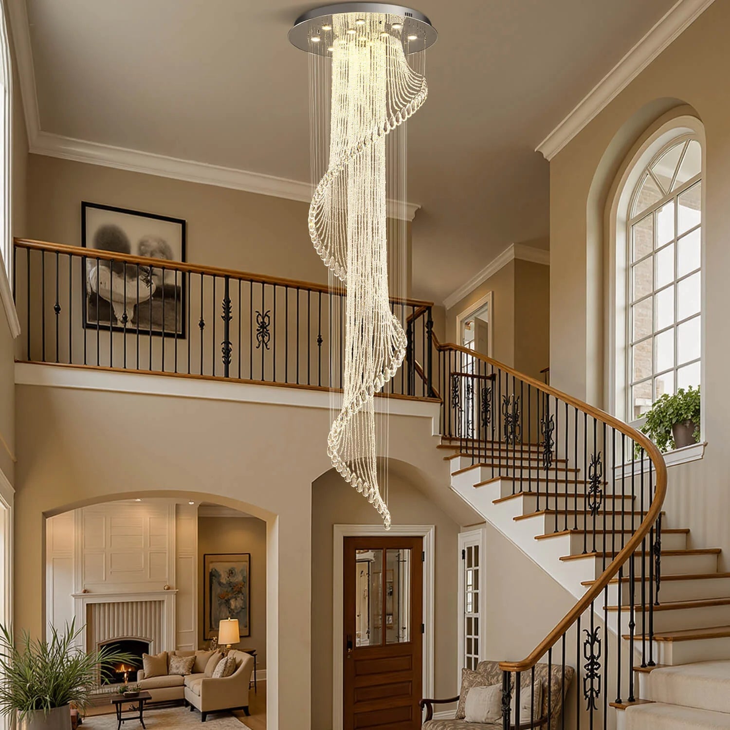 Modern Art Design Crystal Spiral Raindrop Chandelier - Blushlighting