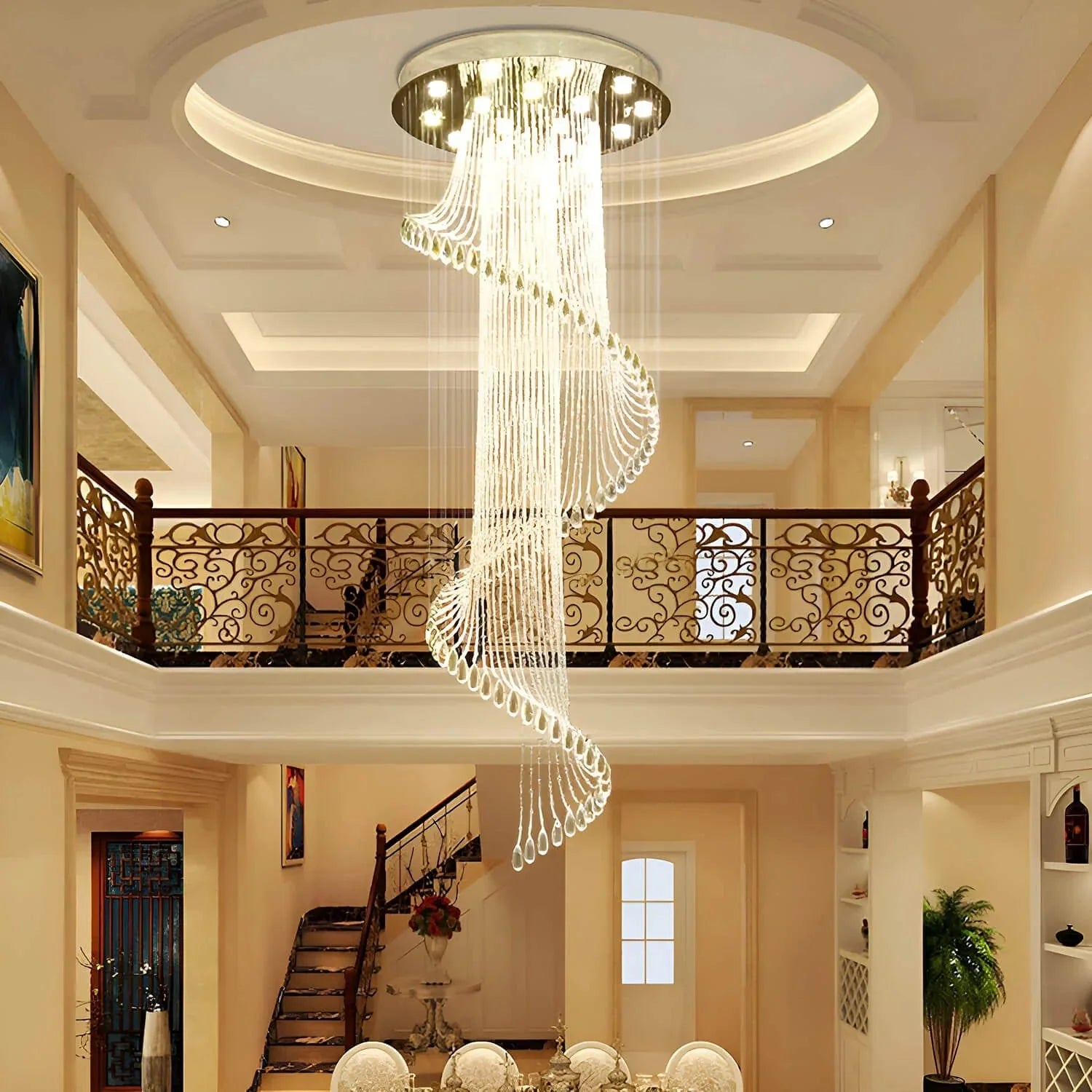 Modern Art Design Crystal Spiral Raindrop Chandelier - Blushlighting