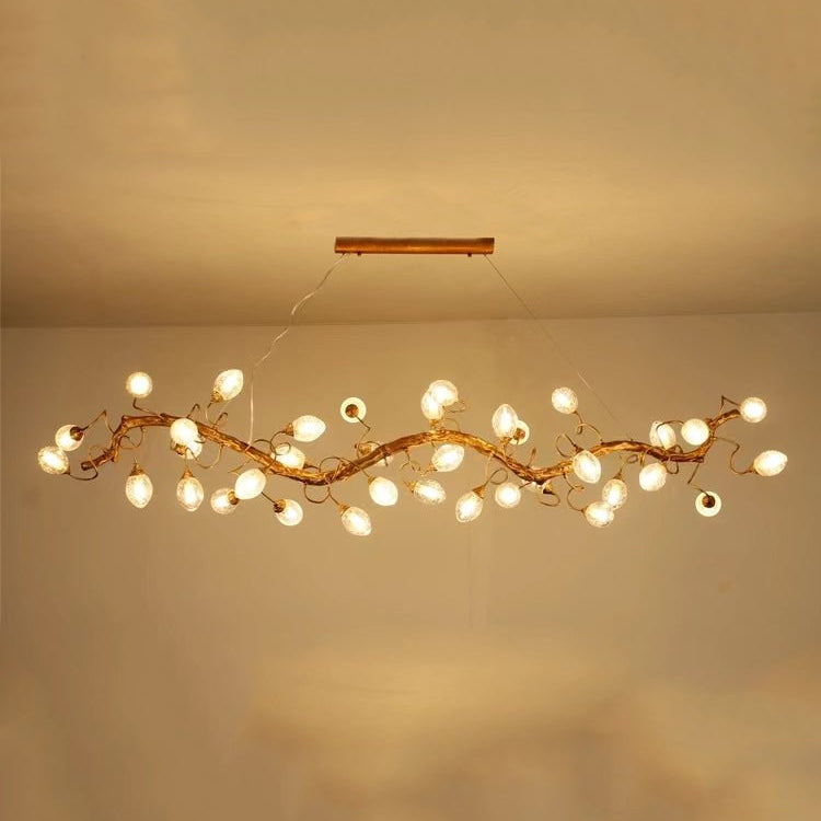Modern Art Extra Large Branch Style Chandelier with Clear Bubble Glass Eggs for Dining Room and Living Room - 30 Lights: L68.9"*W16.5"*H17.7"Warm LightBlushlighting