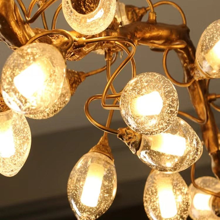 Modern Art Extra Large Branch Style Chandelier with Clear Bubble Glass Eggs for Dining Room and Living Room - 30 Lights: L68.9"*W16.5"*H17.7"Warm LightBlushlighting