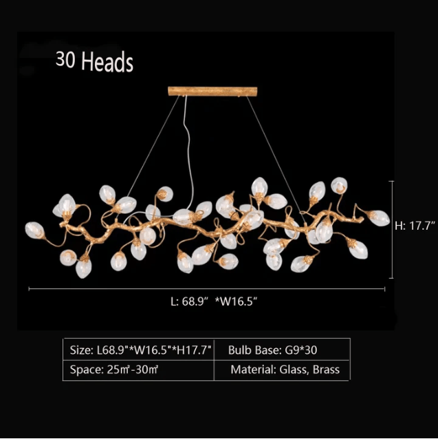 Modern Art Extra Large Branch Style Chandelier with Clear Bubble Glass Eggs for Dining Room and Living Room - 30 Lights: L68.9"*W16.5"*H17.7"Warm LightBlushlighting