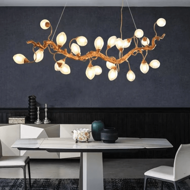 Modern Art Extra Large Branch Style Chandelier with Clear Bubble Glass Eggs for Dining Room and Living Room - 12 Lights: L39.4"*W16.5"*H17.7"Warm LightBlushlighting