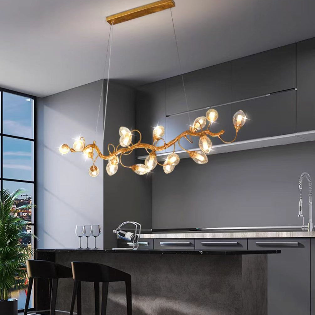 Modern Art Extra Large Branch Style Chandelier with Clear Bubble Glass Eggs for Dining Room and Living Room - 12 Lights: L39.4"*W16.5"*H17.7"Warm LightBlushlighting