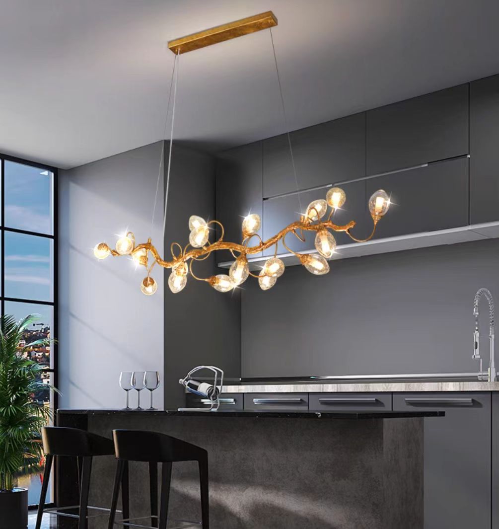 Modern Art Extra Large Branch Style Chandelier with Clear Bubble Glass Eggs for Dining Room and Living Room - 12 Lights: L39.4"*W16.5"*H17.7"Warm LightBlushlighting