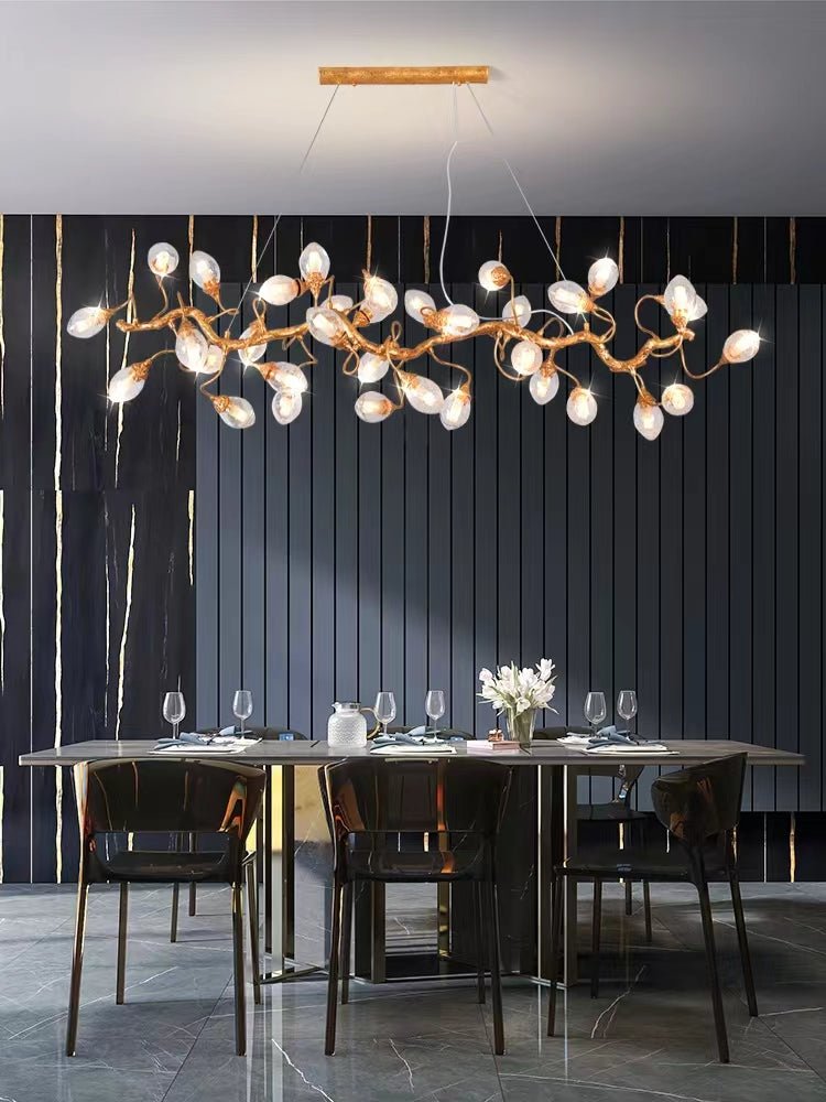 Modern Art Extra Large Branch Style Chandelier with Clear Bubble Glass Eggs for Dining Room and Living Room - 21 Lights: L59.0"*W16.5"*H17.7"Warm LightBlushlighting
