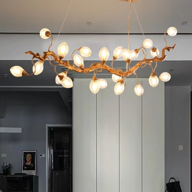 Modern Art Extra Large Branch Style Chandelier with Clear Bubble Glass Eggs for Dining Room and Living Room - 16 Lights: L47.2"*W16.5"*H17.7"Warm LightBlushlighting