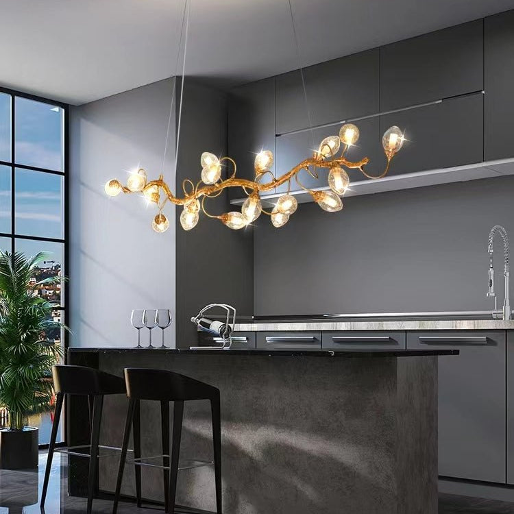 Modern Art Extra Large Branch Style Chandelier with Clear Bubble Glass Eggs for Dining Room and Living Room - 16 Lights: L47.2"*W16.5"*H17.7"Warm LightBlushlighting