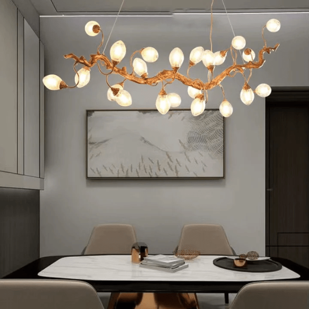 Modern Art Extra Large Branch Style Chandelier with Clear Bubble Glass Eggs for Dining Room and Living Room - 12 Lights: L39.4"*W16.5"*H17.7"Warm LightBlushlighting
