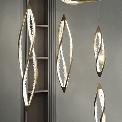 Modern Artistic DNA Twisted Leaf Natural Crystal Cluster Chandelier - D6.30"*H23.62"(D16cm*H60cm)Warm LightBlushlighting