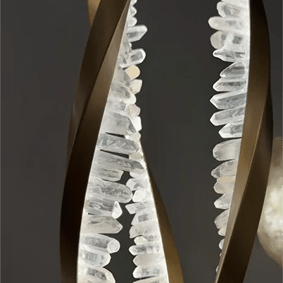 Modern Artistic DNA Twisted Leaf Natural Crystal Cluster Chandelier - D6.30"*H23.62"(D16cm*H60cm)Warm LightBlushlighting