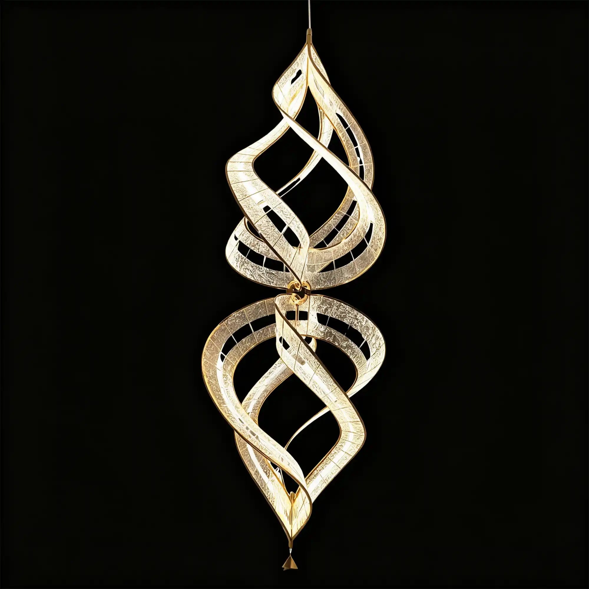 Modern Artistic Double Spiral Acrylic Chandelier for High Ceilings/Staircase/Foyer - D31.5"*H78.74"(D80cm*H200cm)/30kgWarm LightBlushlighting