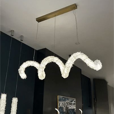 Modern Artistic Spring-shaped Natural Crystal Chandelier Modern Artistic Spring-shaped Natural Crystal Chandelier for Dining Room/Kitchen Island/Low Ceilings - L39.4"*H14.96"Warm LightBlushlighting
