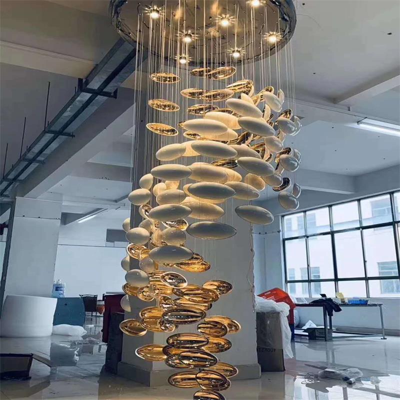 Modern Artistic Unique Golden Dragon Egg Pendant Ceiling Light Fixture for Staircase/ Sales Center/ Hotel - Blushlighting