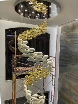Modern Artistic Unique Golden Dragon Egg Pendant Ceiling Light Fixture for Staircase/ Sales Center/ Hotel - Blushlighting