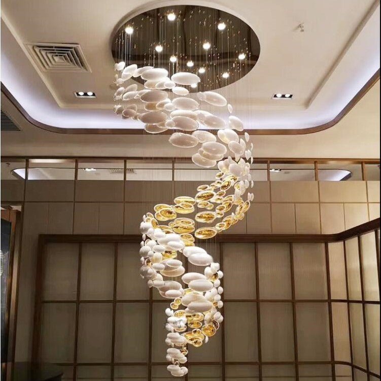 Modern Artistic Unique Golden Dragon Egg Pendant Ceiling Light Fixture for Staircase/ Sales Center/ Hotel - Blushlighting